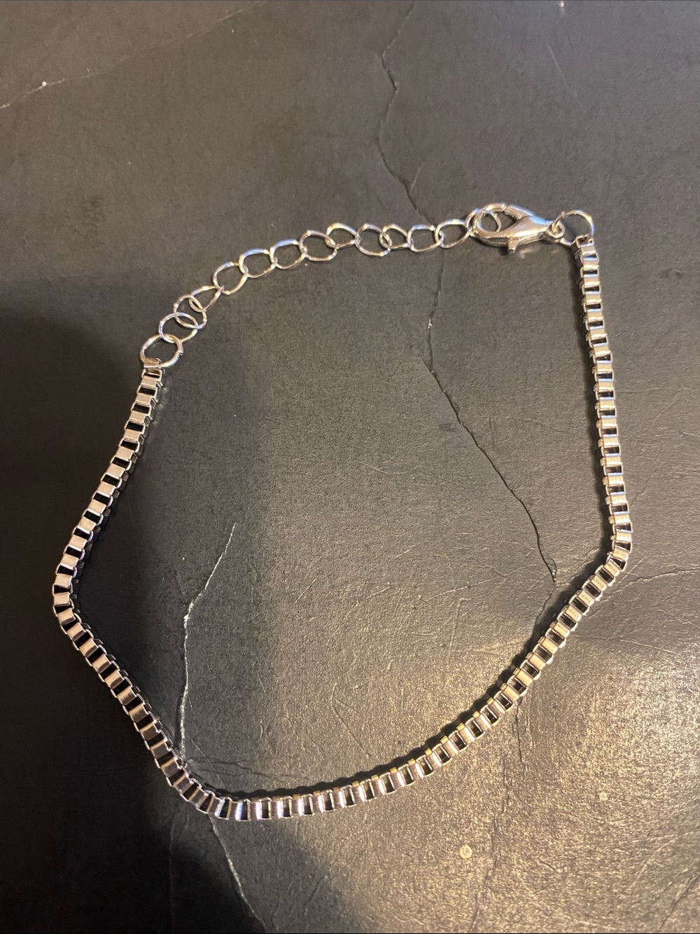 Sterling Silver Box Chain Anklet - Silver